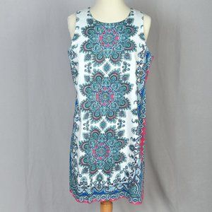 London Time Bright Floral Mandala Tunic Dress Size 14.